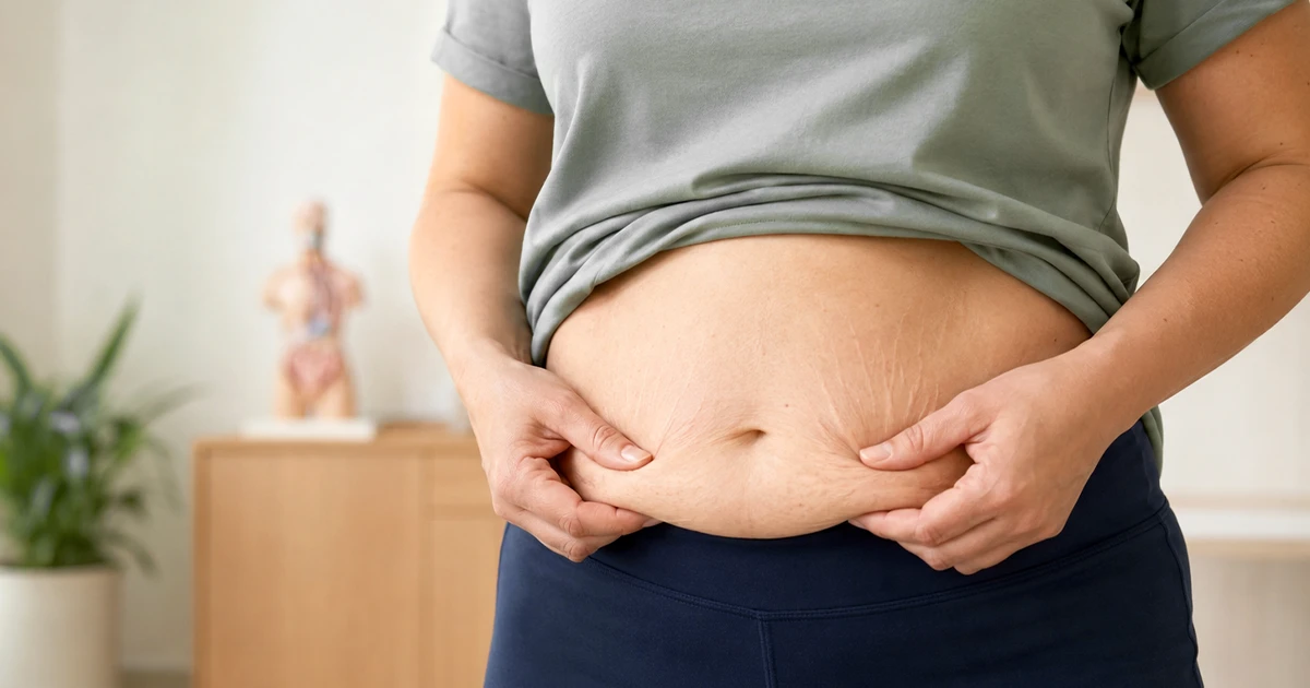 Ilustração de Correção de diástase abdominal — imagem meramente ilustrativa